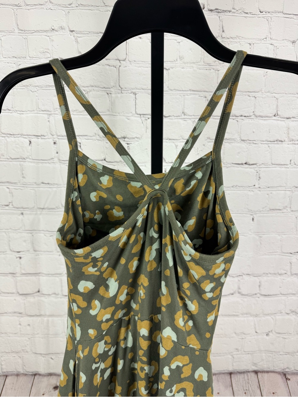 Pact Organic Cotton Fit & Flare Midi Dress Green Leopard Print Size Small - Picture 6 of 8